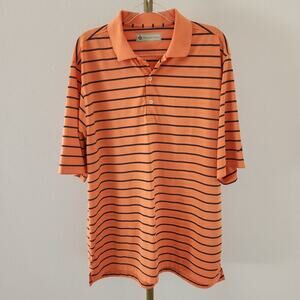 Donald Ross Short Sleeve Polo Shirt Mens Size XL Orange Navy Stripe Golf